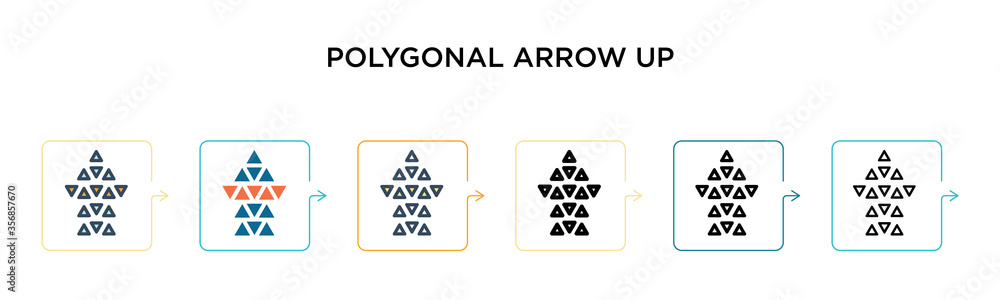 Poster polygonal arrow up vector icon in 6 different modern styles. black, two colored polygonal arrow up i