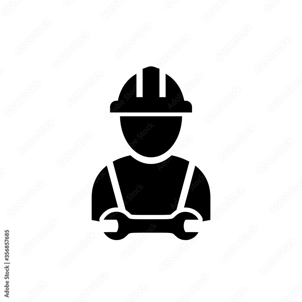Poster constructor worker icon isolated on white background