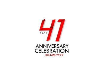 41 years anniversary, Red Dark Contour color with Speedy Design minimalist logo vector illustration on white background - Vector