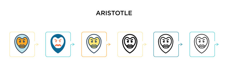 Aristotle vector icon in 6 different modern styles. Black, two colored aristotle icons designed in filled, outline, line and stroke style. Vector illustration can be used for web, mobile, ui