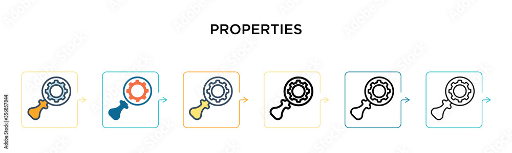 Poster properties vector icon in 6 different modern styles. black, two colored properties icons designed in