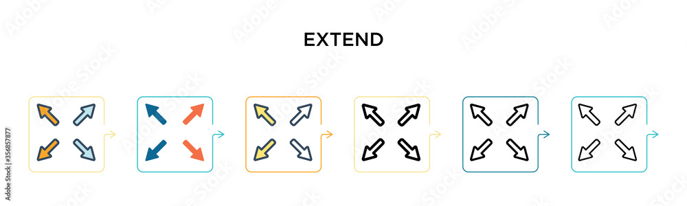 Poster extend vector icon in 6 different modern styles. black, two colored extend icons designed in filled,