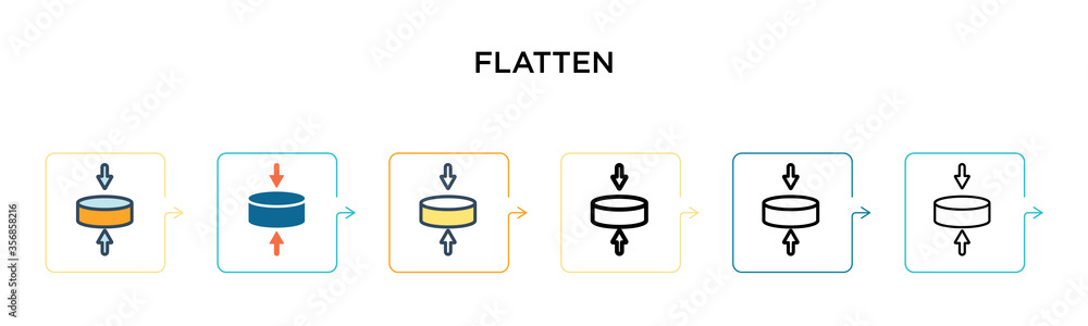 Poster flatten vector icon in 6 different modern styles. black, two colored flatten icons designed in fille