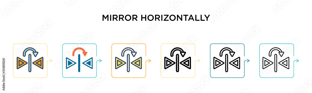 Poster mirror horizontally vector icon in 6 different modern styles. black, two colored mirror horizontally