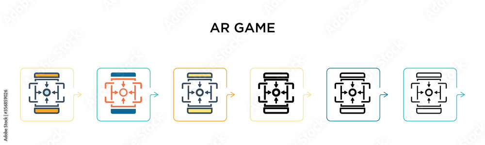 Poster ar game vector icon in 6 different modern styles. black, two colored ar game icons designed in fille