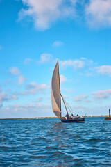 sunset sunrise over the sea, Lamu Kenya Africa. Dhow