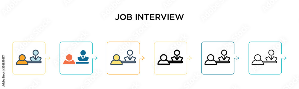 Aufkleber job interview vector icon in 6 different modern styles. black, two colored job interview icons desig