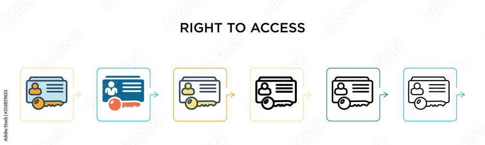 Aufkleber right to access vector icon in 6 different modern styles. black, two colored right to access icons d