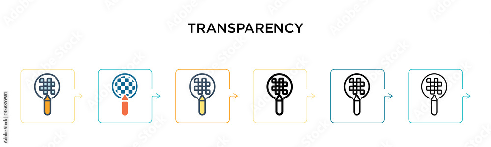 Poster transparency vector icon in 6 different modern styles. black, two colored transparency icons designe