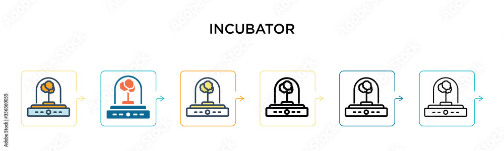 Aufkleber incubator vector icon in 6 different modern styles. black, two colored incubator icons designed in f
