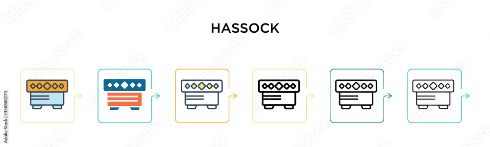 Poster hassock vector icon in 6 different modern styles. black, two colored hassock icons designed in fille