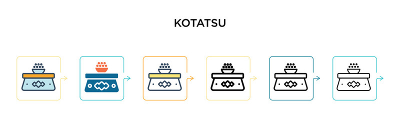 Kotatsu vector icon in 6 different modern styles. Black, two colored kotatsu icons designed in filled, outline, line and stroke style. Vector illustration can be used for web, mobile, ui