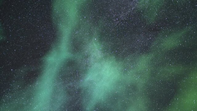 Looking Up Aurora Milky Way North Sky Night to Sunrise Time Lapse Simulated Northern Lights 