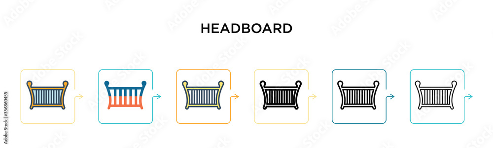 Poster headboard vector icon in 6 different modern styles. black, two colored headboard icons designed in f