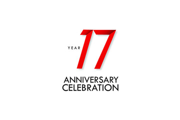 17 years anniversary, Red Dark Contour color with Speedy Design minimalist logo vector illustration on white background - Vector