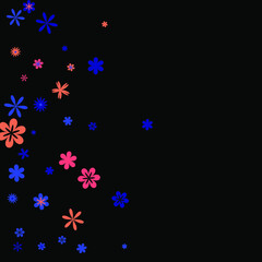 Feminine Floral Pattern with Simple Small Flowers for Greeting Card or Poster. Naive Daisy Flowers in Primitive Style. Vector Background for Spring or Summer Design.
