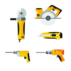 Construction concept tools all of tools supplies for house repair builder on white background vector illustration