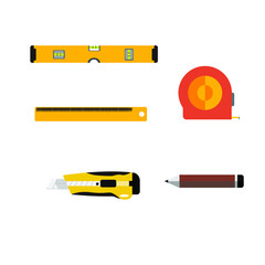 Construction concept tools all of tools supplies for house repair builder on white background vector illustration