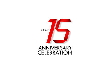 15 years anniversary, Red Dark Contour color with Speedy Design minimalist logo vector illustration on white background - Vector