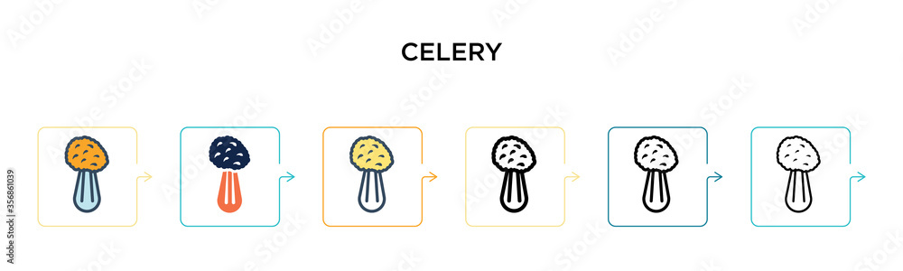 Aufkleber celery vector icon in 6 different modern styles. black, two colored celery icons designed in filled,
