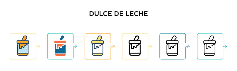 Dulce de leche vector icon in 6 different modern styles. Black, two colored dulce de leche icons designed in filled, outline, line and stroke style. Vector illustration can be used for web, mobile, ui