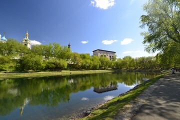 
Pond of Novospassky Monastery in spring