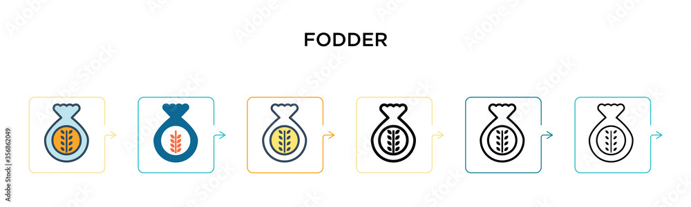 Poster fodder vector icon in 6 different modern styles. black, two colored fodder icons designed in filled,