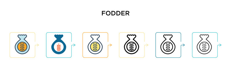 Fodder vector icon in 6 different modern styles. Black, two colored fodder icons designed in filled, outline, line and stroke style. Vector illustration can be used for web, mobile, ui