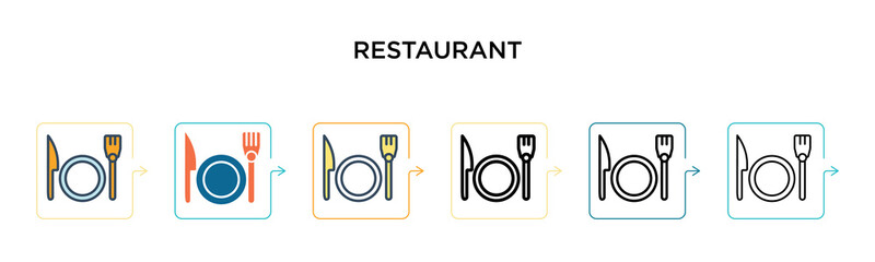 Restaurant signal vector icon in 6 different modern styles. Black, two colored restaurant signal icons designed in filled, outline, line and stroke style. Vector illustration can be used for web,