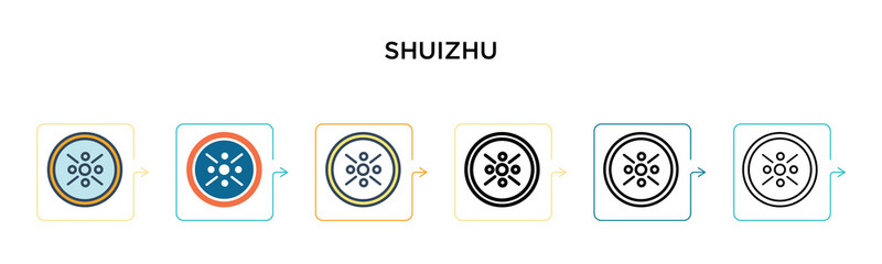 Shuizhu vector icon in 6 different modern styles. Black, two colored shuizhu icons designed in filled, outline, line and stroke style. Vector illustration can be used for web, mobile, ui