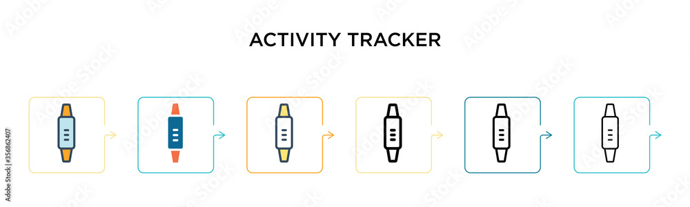 Aufkleber activity tracker vector icon in 6 different modern styles. black, two colored activity tracker icons