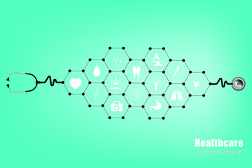 Health care and medical icon in innovation concept background design, vector illustrator
