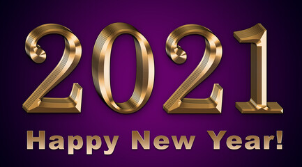 Luxury 2021 Happy New Year elegant design .Golden 2021 numbers on black and red background