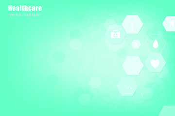 Health care and medical icon in innovation concept background design, vector illustrater