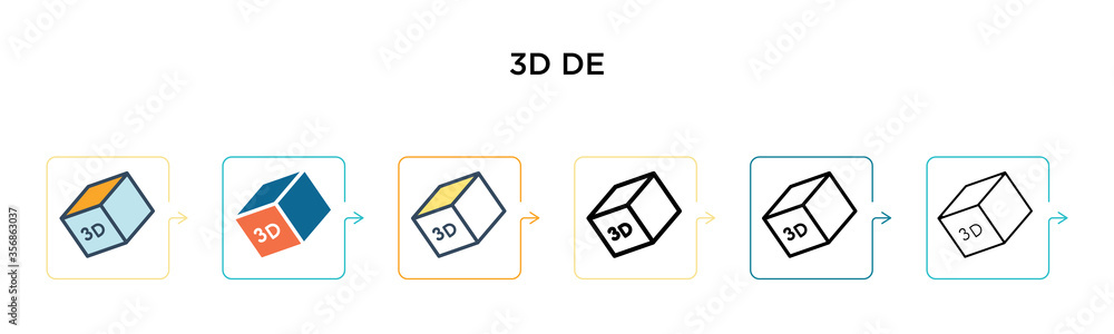Poster 3d design vector icon in 6 different modern styles. black, two colored 3d design icons designed in f