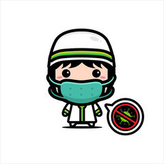 vector design of Muslims wearing masks