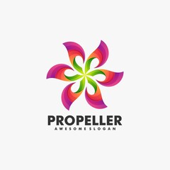 Obraz premium Vector Logo Illustration Propeller Gradient Colorful Style.