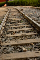 Empty railroad railway track going to endless journey,