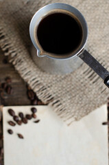 background for writing menus and recipes with coffee