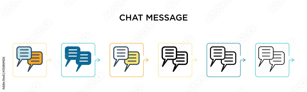 Aufkleber chat message vector icon in 6 different modern styles. black, two colored chat message icons designe