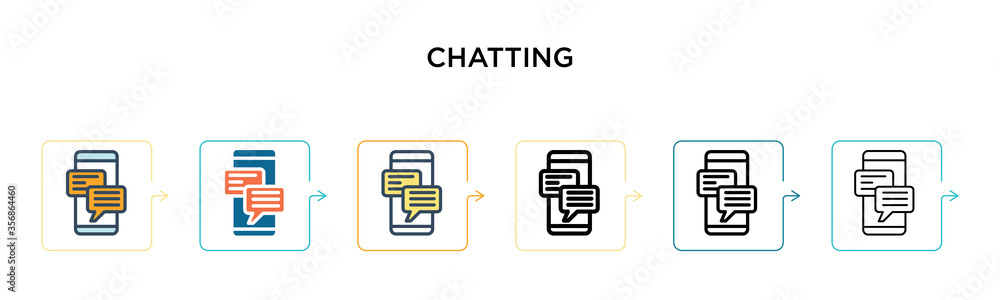 Poster chatting vector icon in 6 different modern styles. black, two colored chatting icons designed in fil
