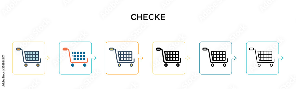 Poster checkered vector icon in 6 different modern styles. black, two colored checkered icons designed in f