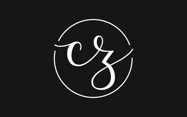 cz or zc Cursive Letter Initial Logo Design, Vector Template - obrazy, fototapety, plakaty