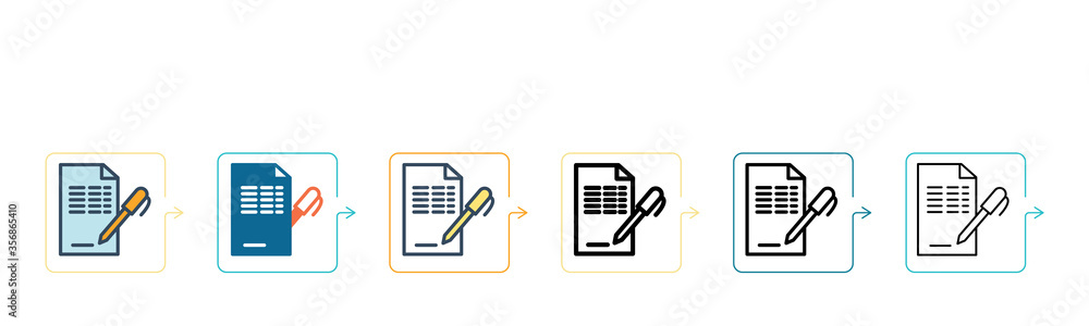 Poster signing a contract vector icon in 6 different modern styles. black, two colored signing a contract i