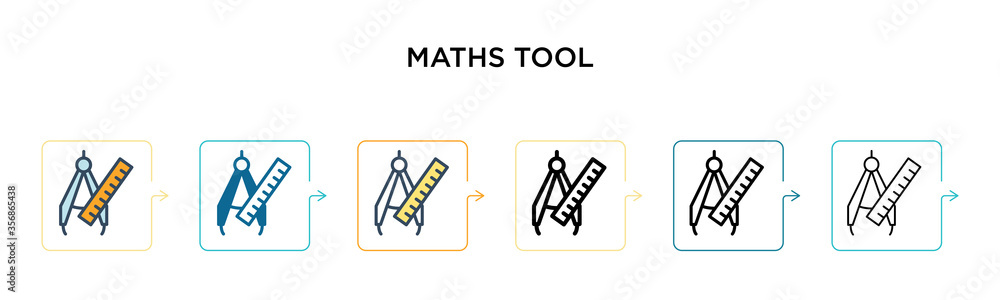 Aufkleber maths tool vector icon in 6 different modern styles. black, two colored maths tool icons designed in