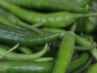 Fresh raw green hot chilies