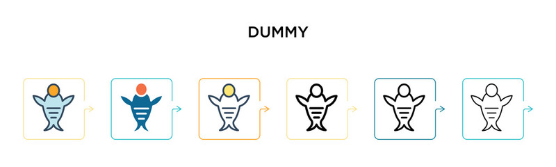Dummy vector icon in 6 different modern styles. Black, two colored dummy icons designed in filled, outline, line and stroke style. Vector illustration can be used for web, mobile, ui