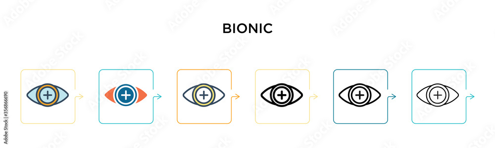 Aufkleber bionic vector icon in 6 different modern styles. black, two colored bionic icons designed in filled,