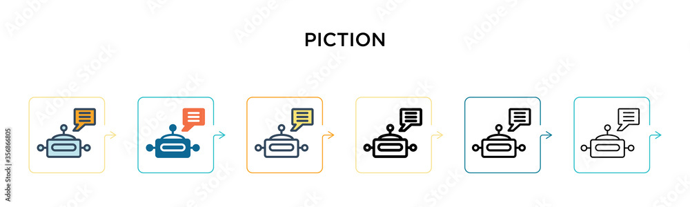 Poster prediction vector icon in 6 different modern styles. black, two colored prediction icons designed in