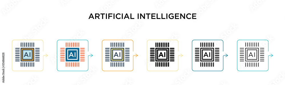 Aufkleber artificial intelligence vector icon in 6 different modern styles. black, two colored artificial inte